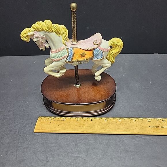 Carousel Collection Vintage Carousel Horse Music Box 7.5" Tall Resin Pony Circus - Picture 9 of 11